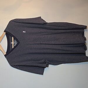 Psyco Bunny Men's Navy Striped V-Neck Pima Cotton T- Shirt NWOT